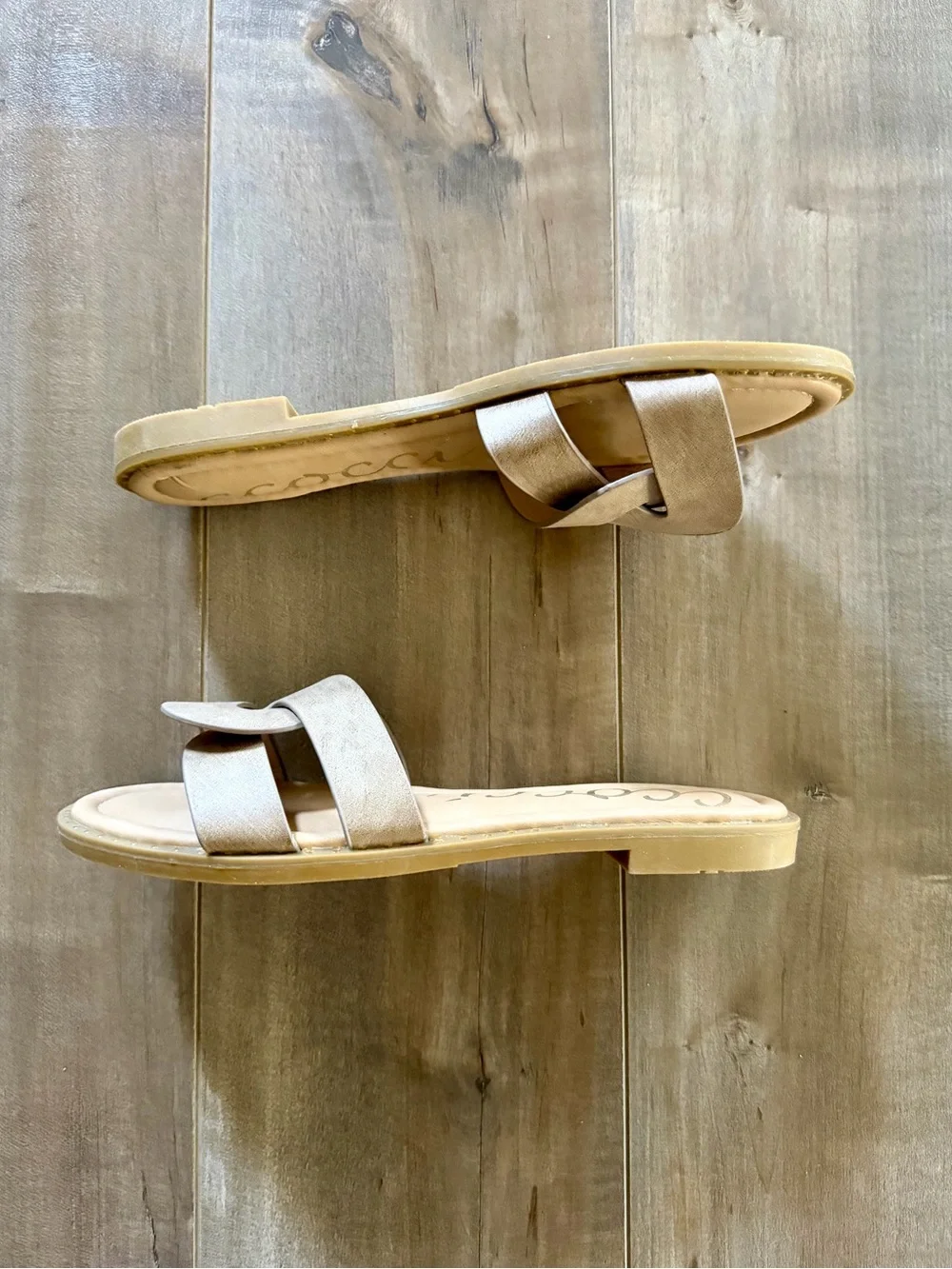 CCOCCI Taupe Twist Slide Sandals,